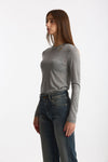 T- shirt maniche lunghe grigio mélange women Woc - 3