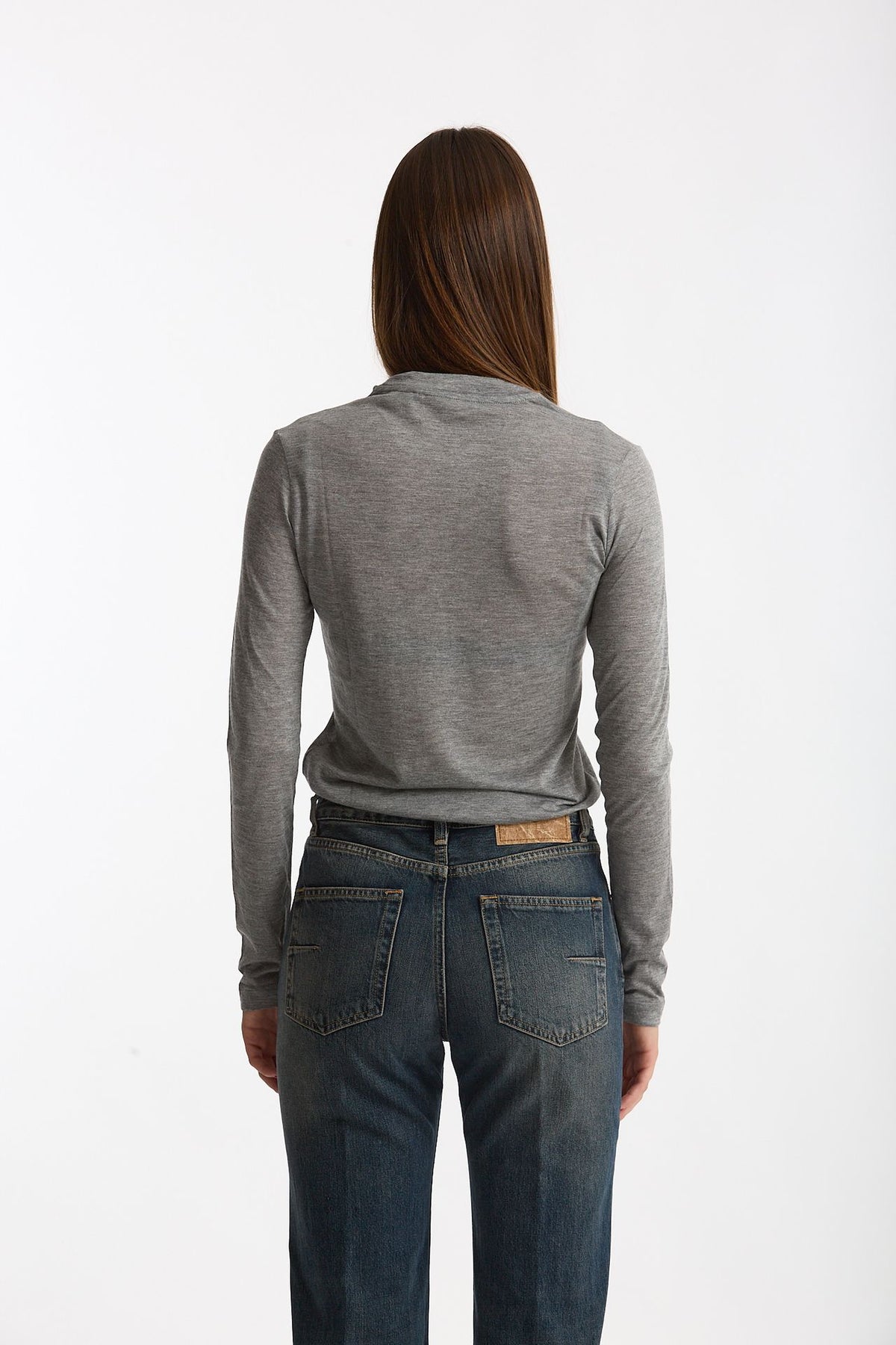 T- shirt maniche lunghe grigio mélange women Woc - 4