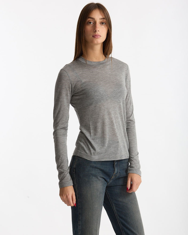 T- shirt maniche lunghe grigio mélange women Woc