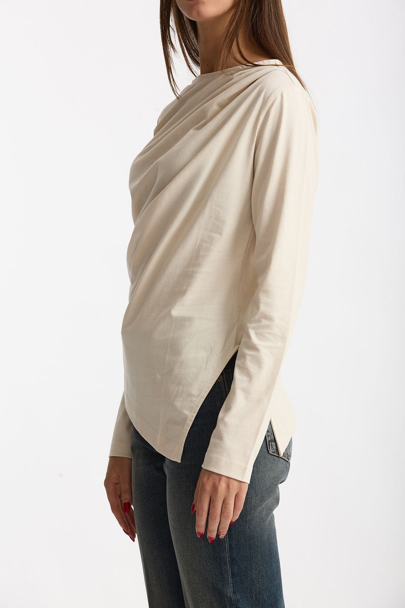 T-shirt asimmetrica panna women Woc - 1