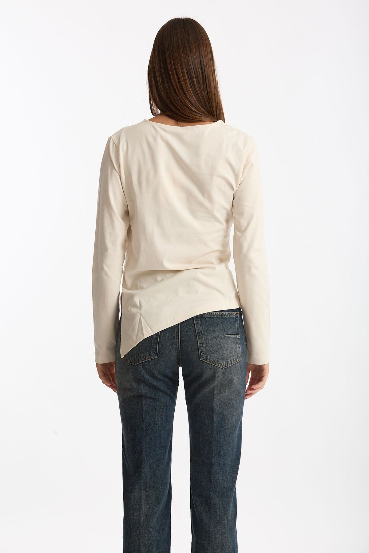 T-shirt asimmetrica panna women Woc - 3