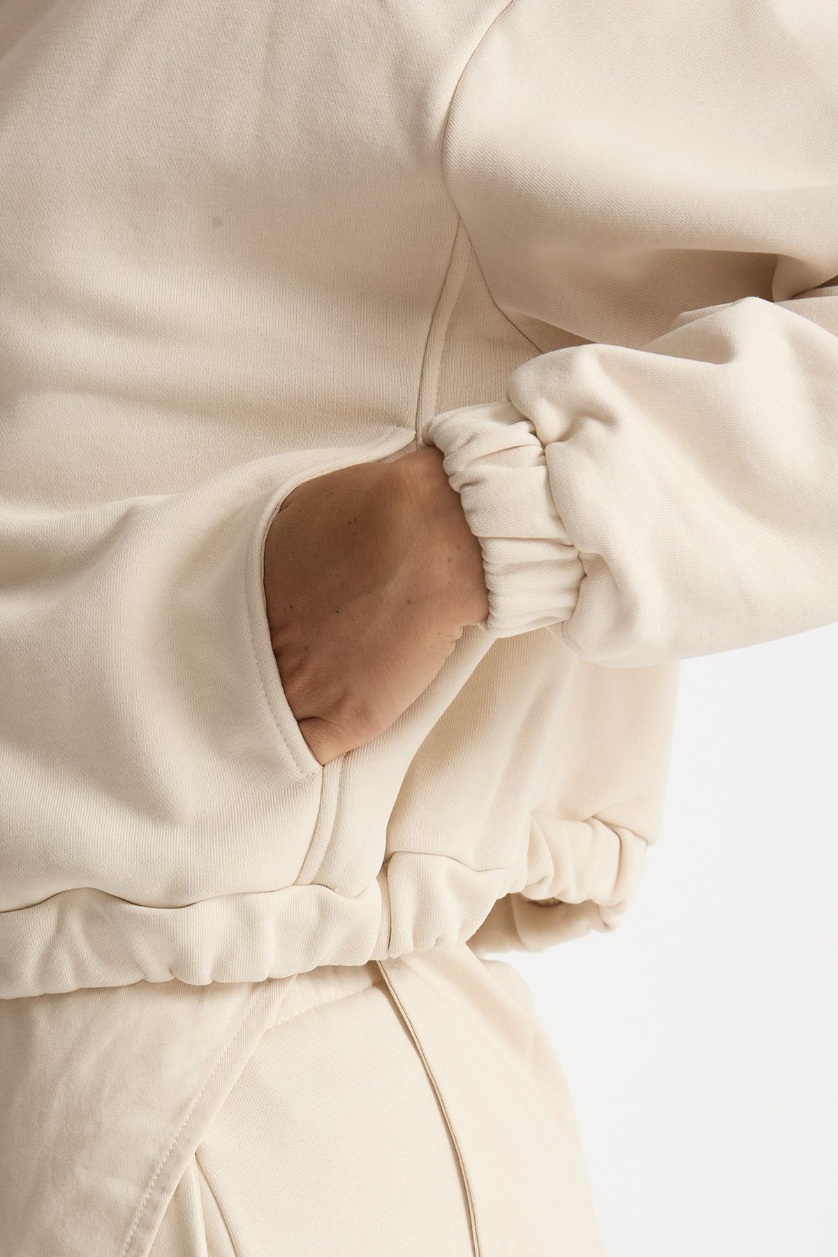Felpa crop con zip beige women Woc - 5