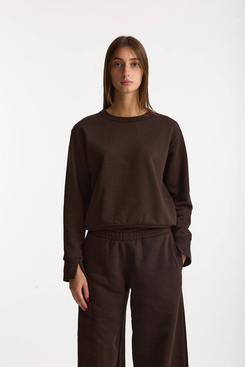 Felpa girocollo marrone women Woc - 2