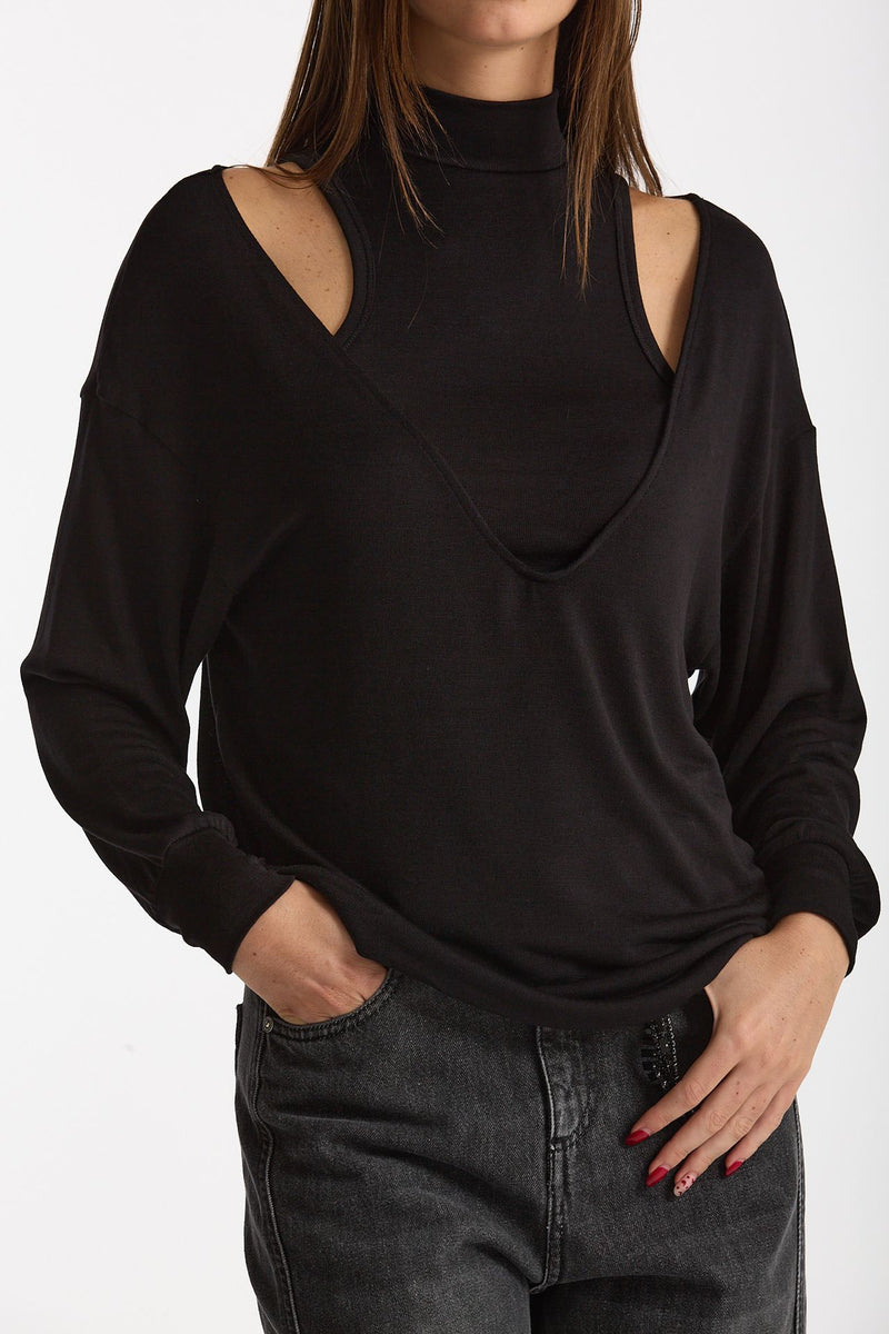 Maglia doppia nero women Woc - 3