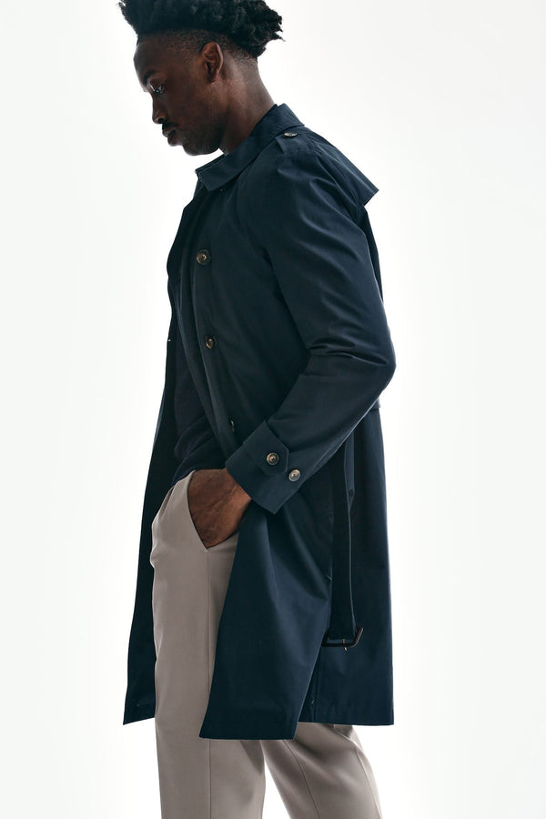 trench in cotone tecnico blu men L'impermeabile