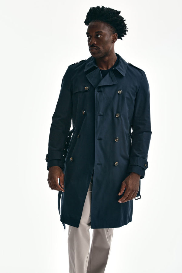 trench in cotone tecnico blu men L'impermeabile