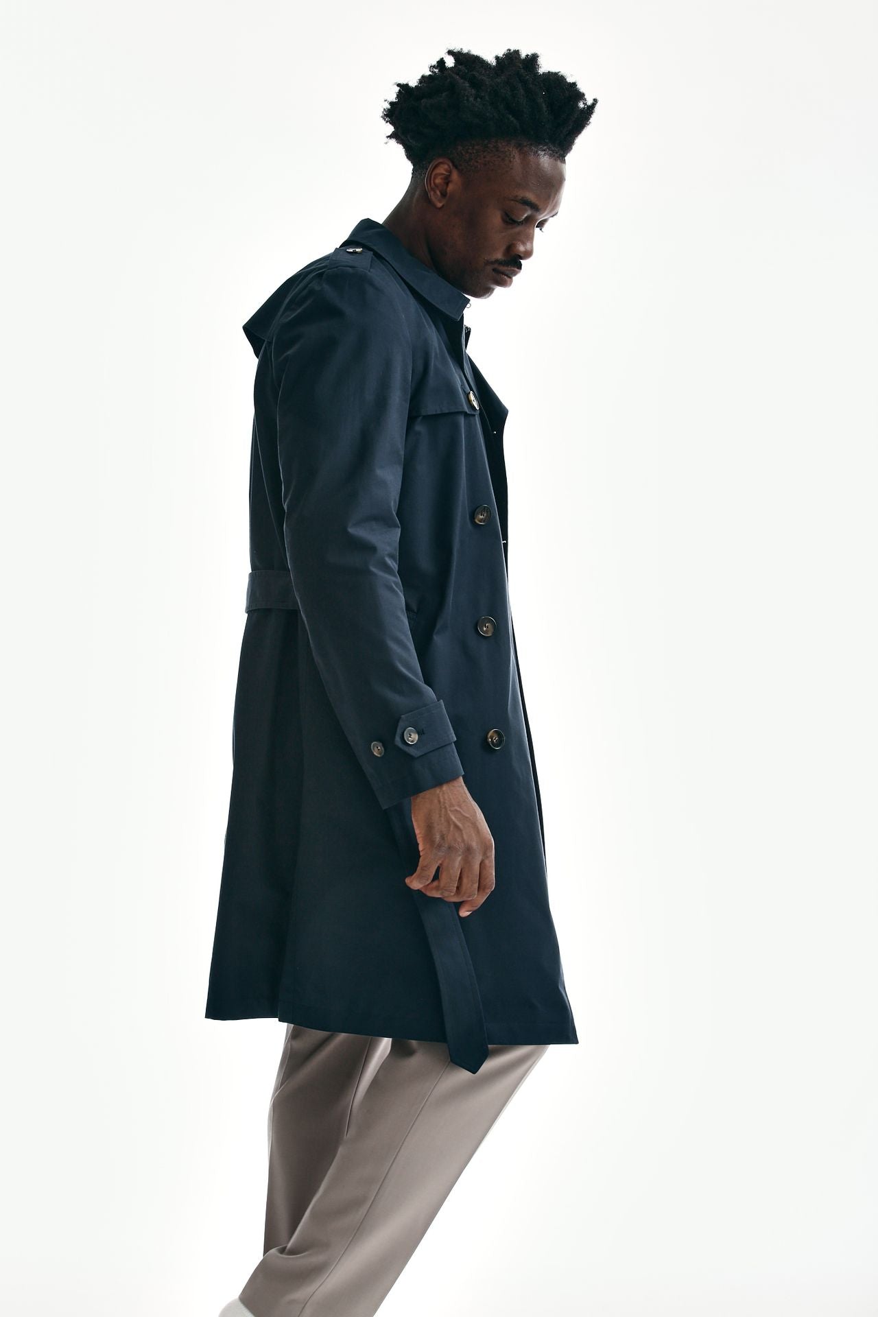 trench in cotone tecnico blu men L'impermeabile - 4