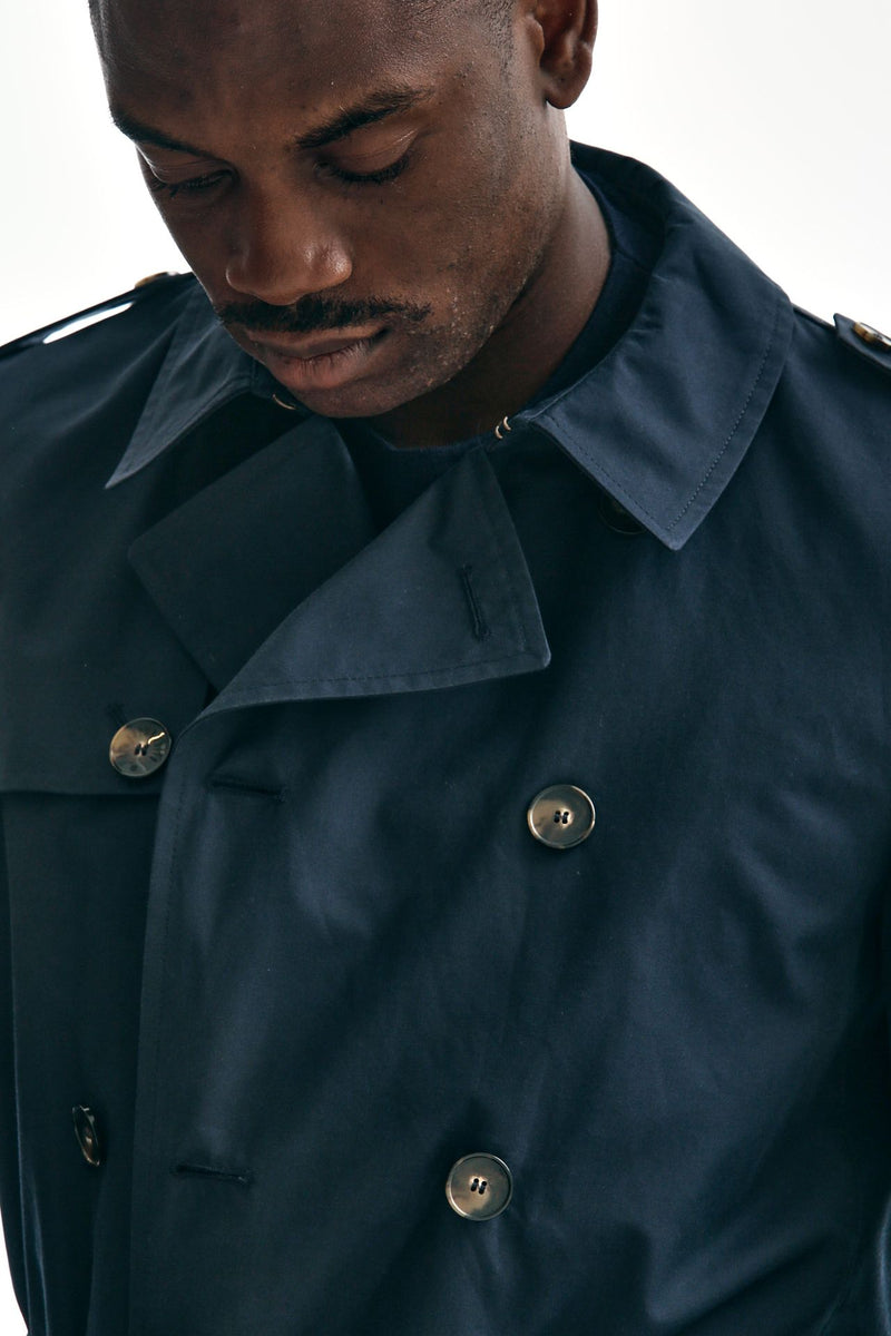 trench in cotone tecnico blu men L'impermeabile - 5