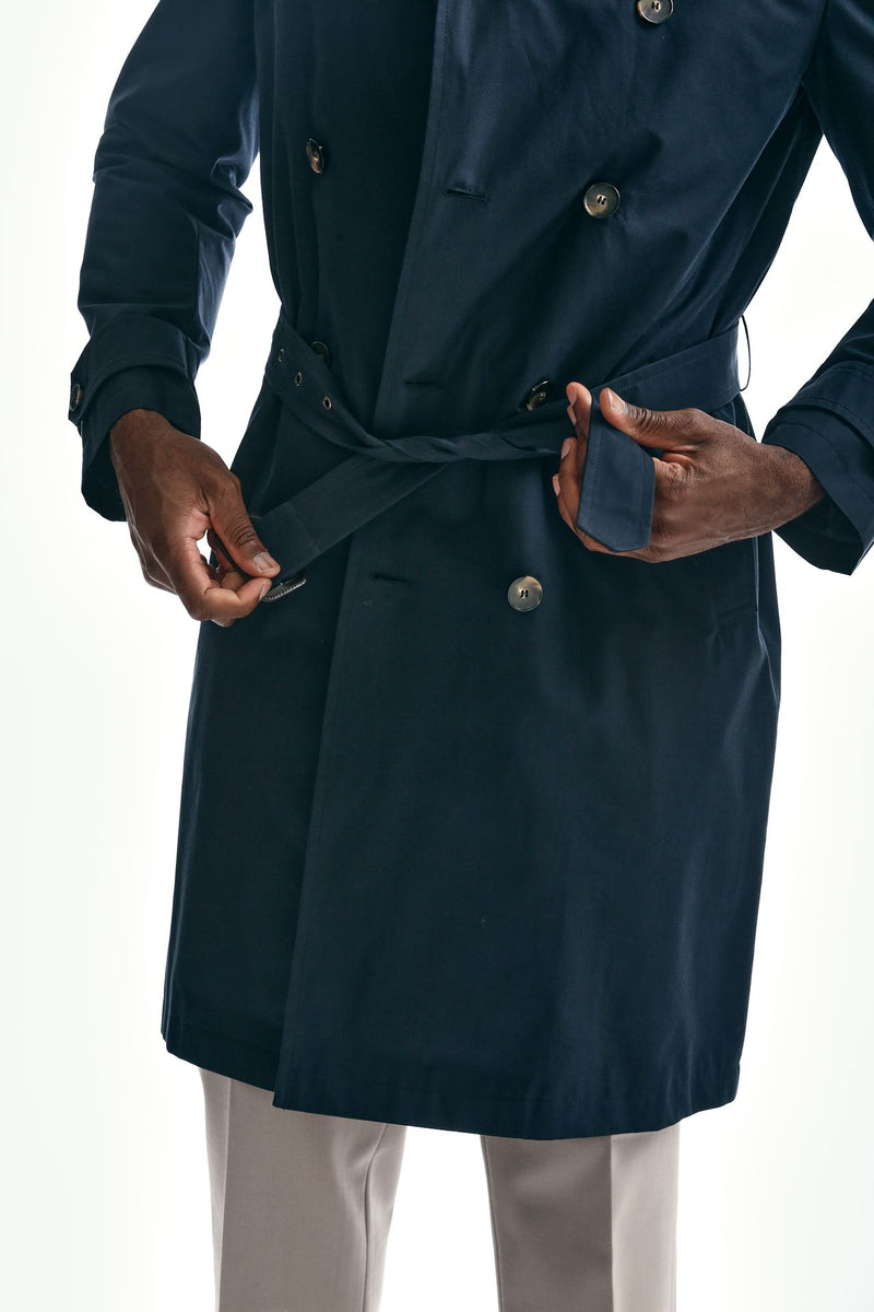 trench in cotone tecnico blu men L'impermeabile - 6