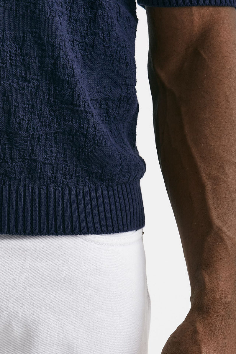 polo lavorata in cotone blu men Atomo factory - 6