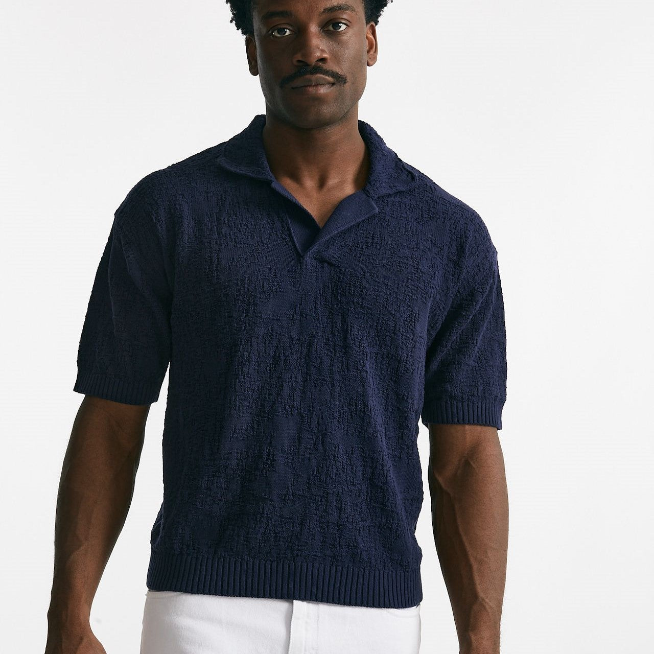 polo lavorata in cotone blu men Atomo factory - 7