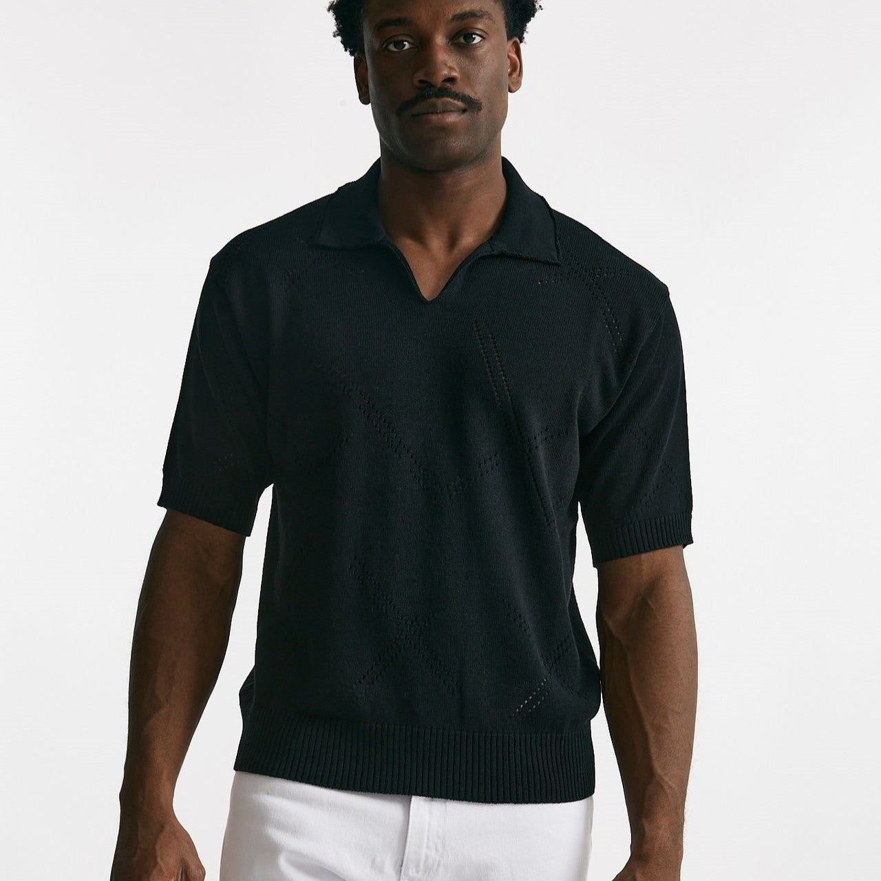 polo in cotone traforata nero men Atomo factory - 7
