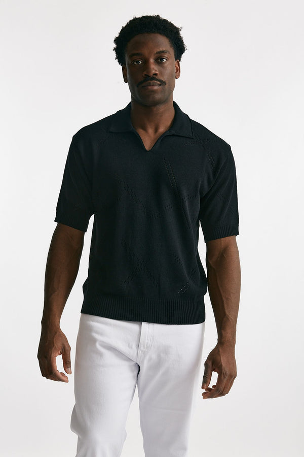 polo in cotone traforata nero men Atomo factory