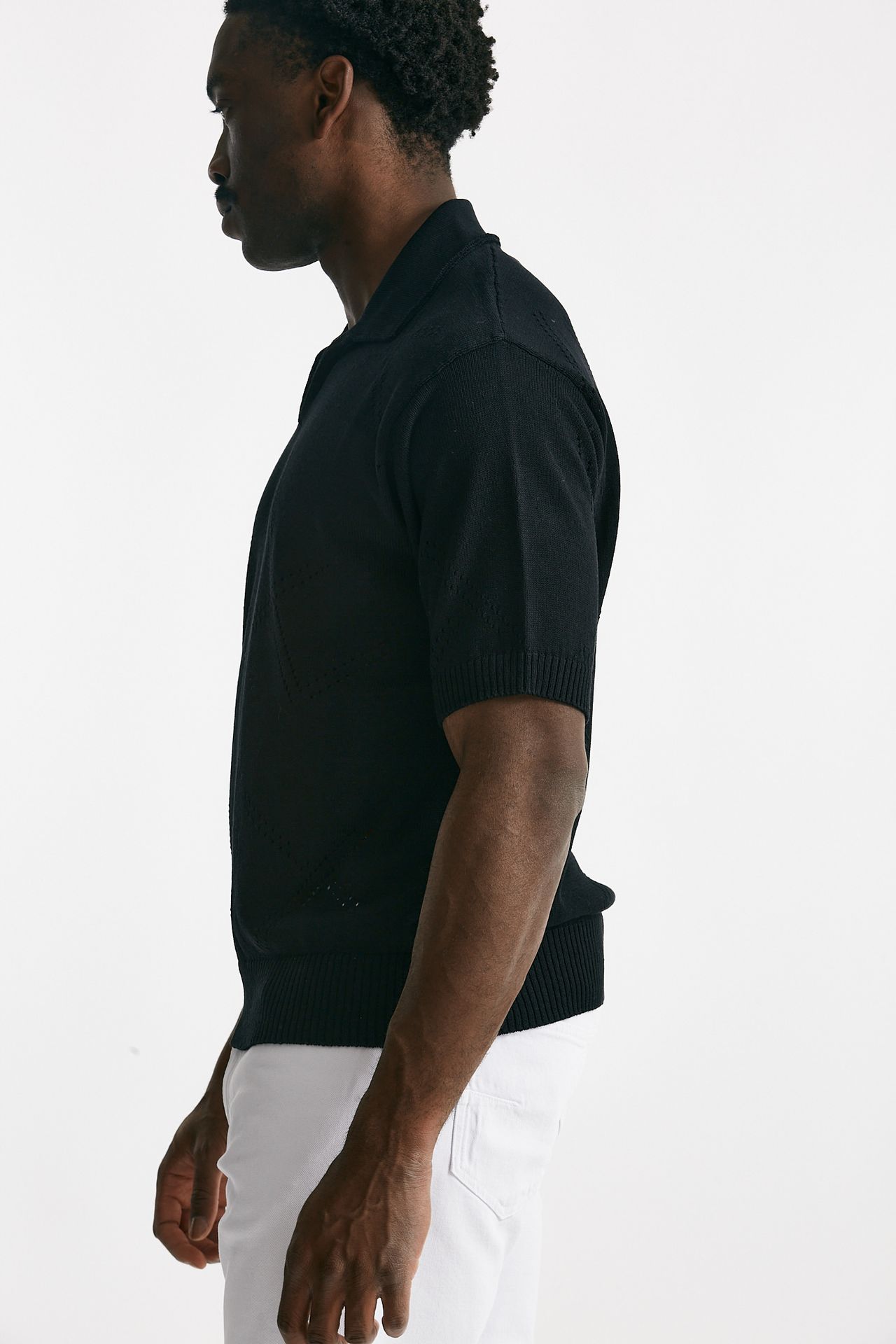 polo in cotone traforata nero men Atomo factory - 2