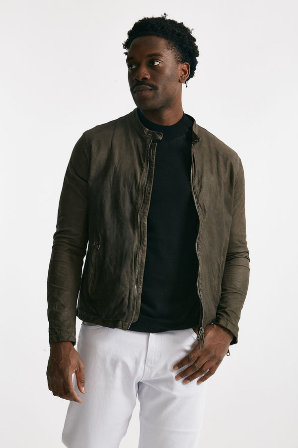 biker in pelle marrone men Giorgio brato