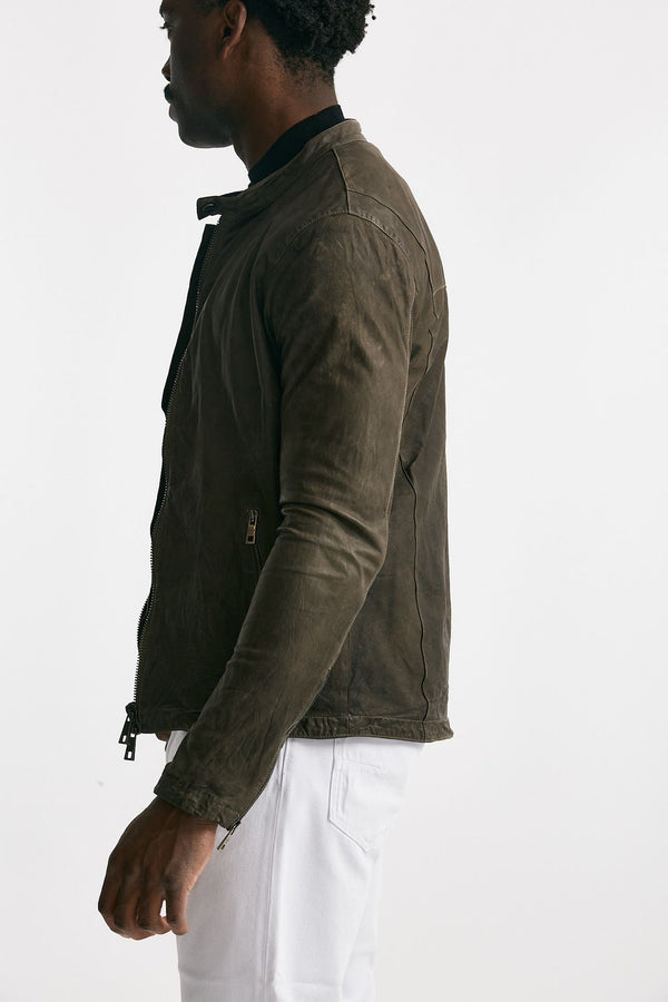 biker in pelle marrone men Giorgio brato