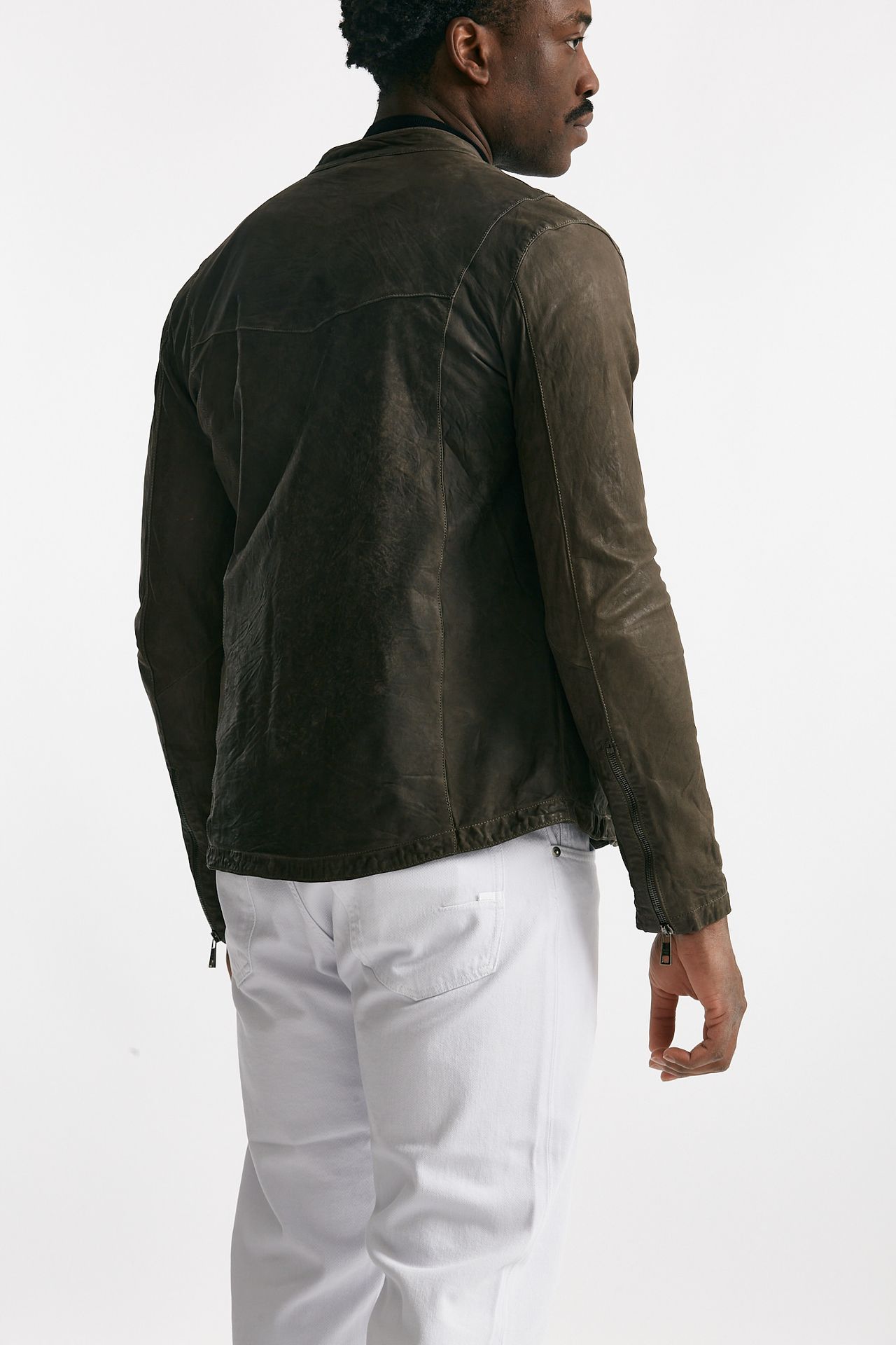 biker in pelle marrone men Giorgio brato - 3