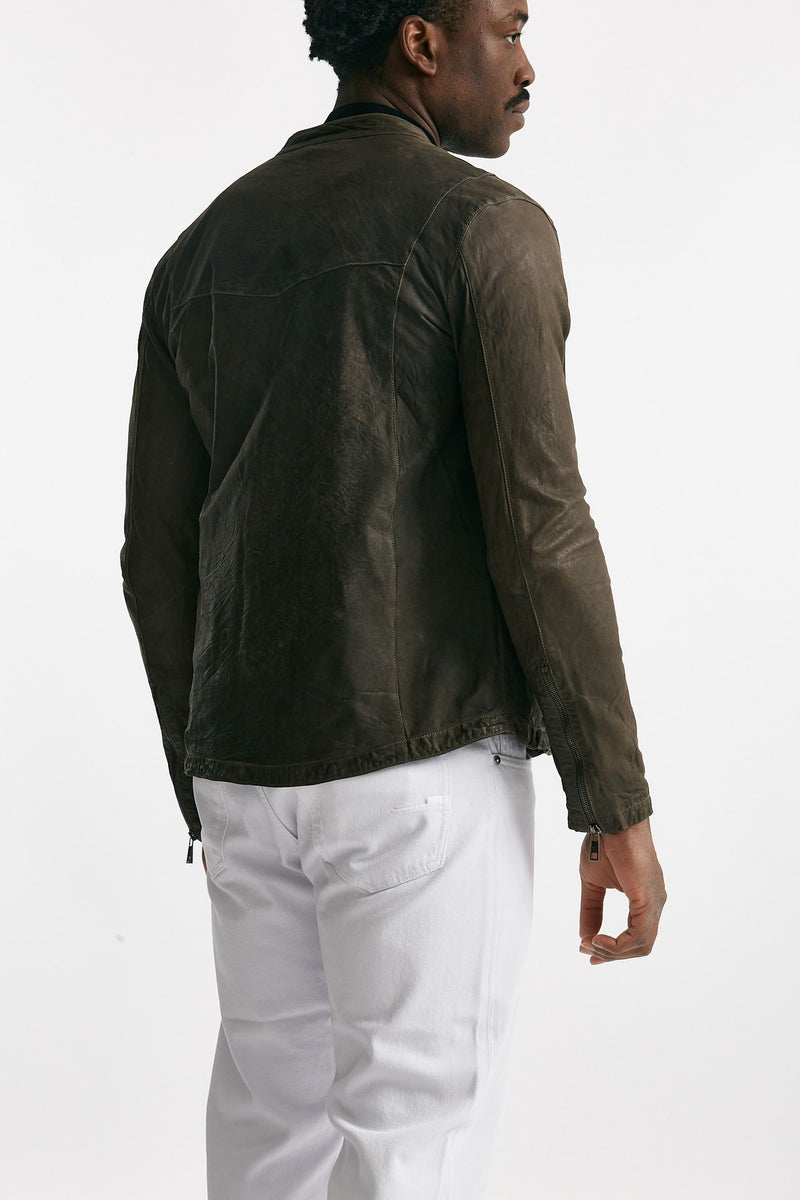 biker in pelle marrone men Giorgio brato - 3