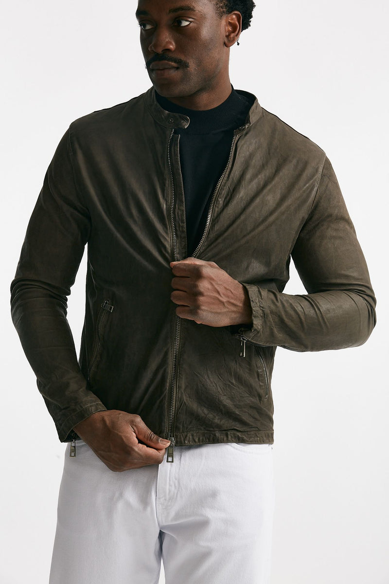biker in pelle marrone men Giorgio brato - 5