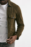 giubbino zip in pelle scamosciata verde giungla men Giorgio brato - 8
