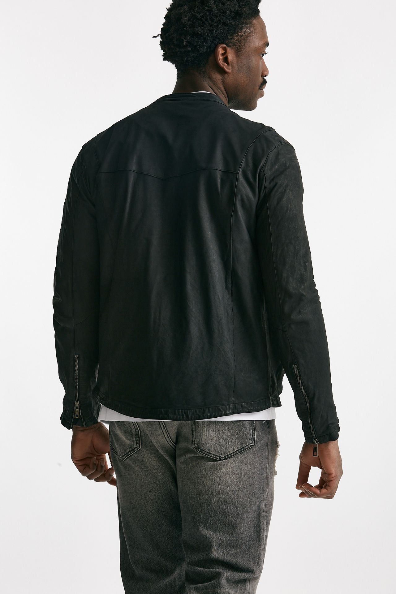 biker in pelle lavata nero men Giorgio brato - 2
