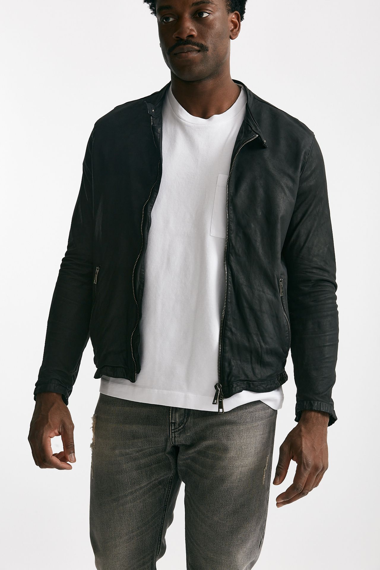 biker in pelle lavata nero men Giorgio brato - 5