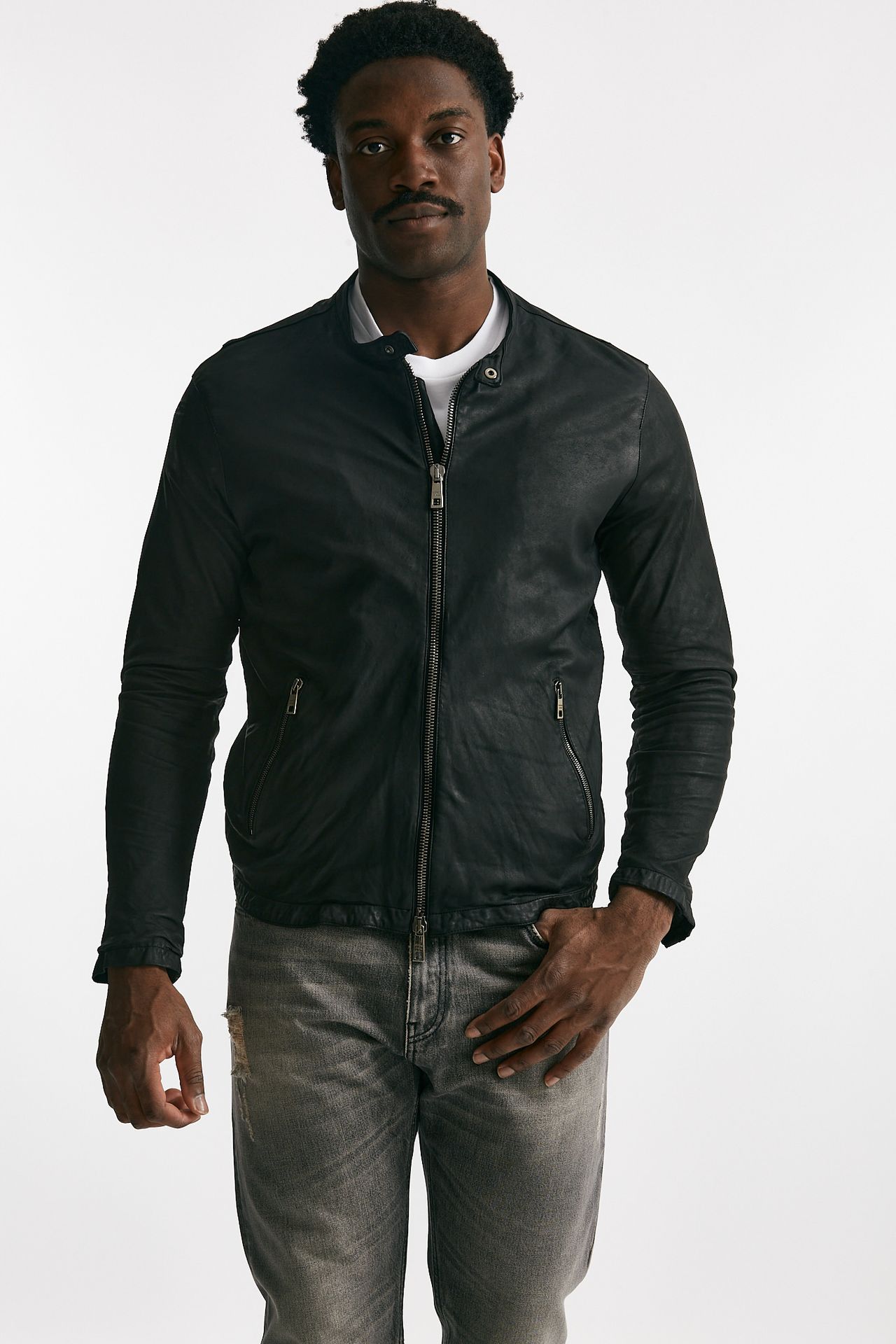 biker in pelle lavata nero men Giorgio brato - 6