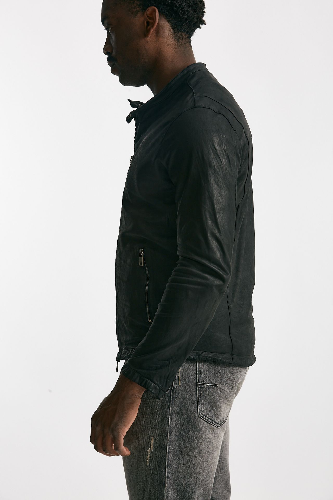 biker in pelle lavata nero men Giorgio brato - 3