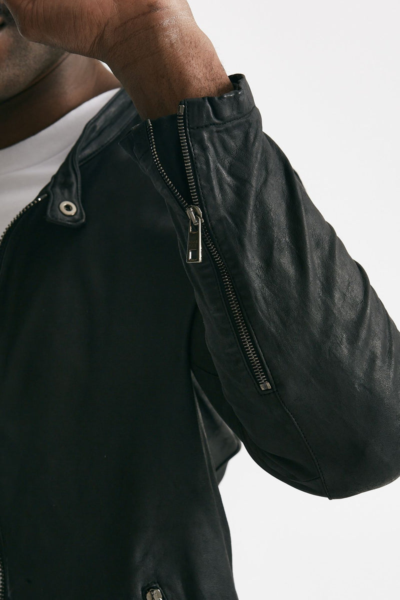 biker in pelle lavata nero men Giorgio brato - 9