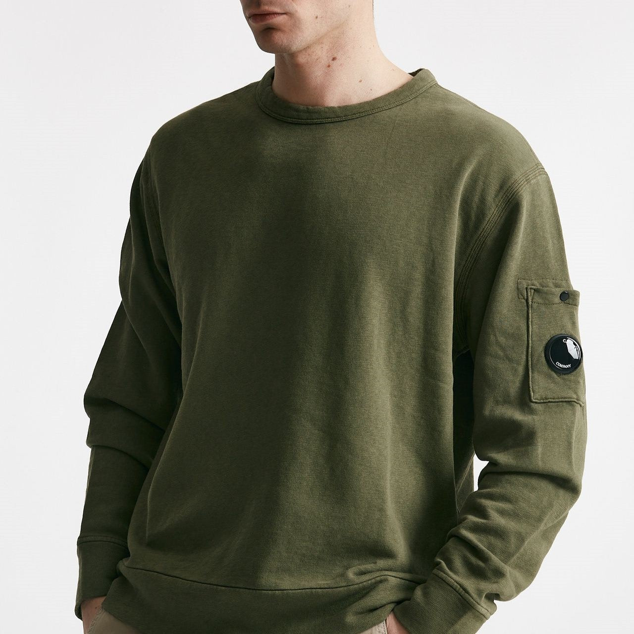 felpa malfilè fleece crewneck sweatshirt verde men C.p. company - 6