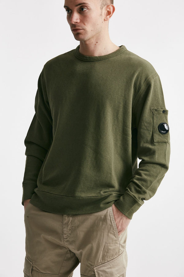 felpa malfilè fleece crewneck sweatshirt verde men C.p. company