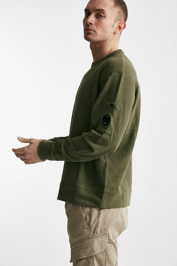 felpa malfilè fleece crewneck sweatshirt verde men C.p. company