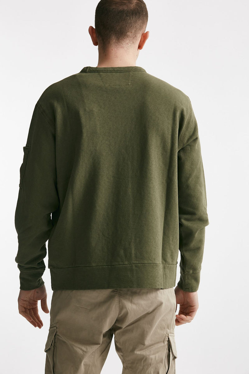 felpa malfilè fleece crewneck sweatshirt verde men C.p. company - 3