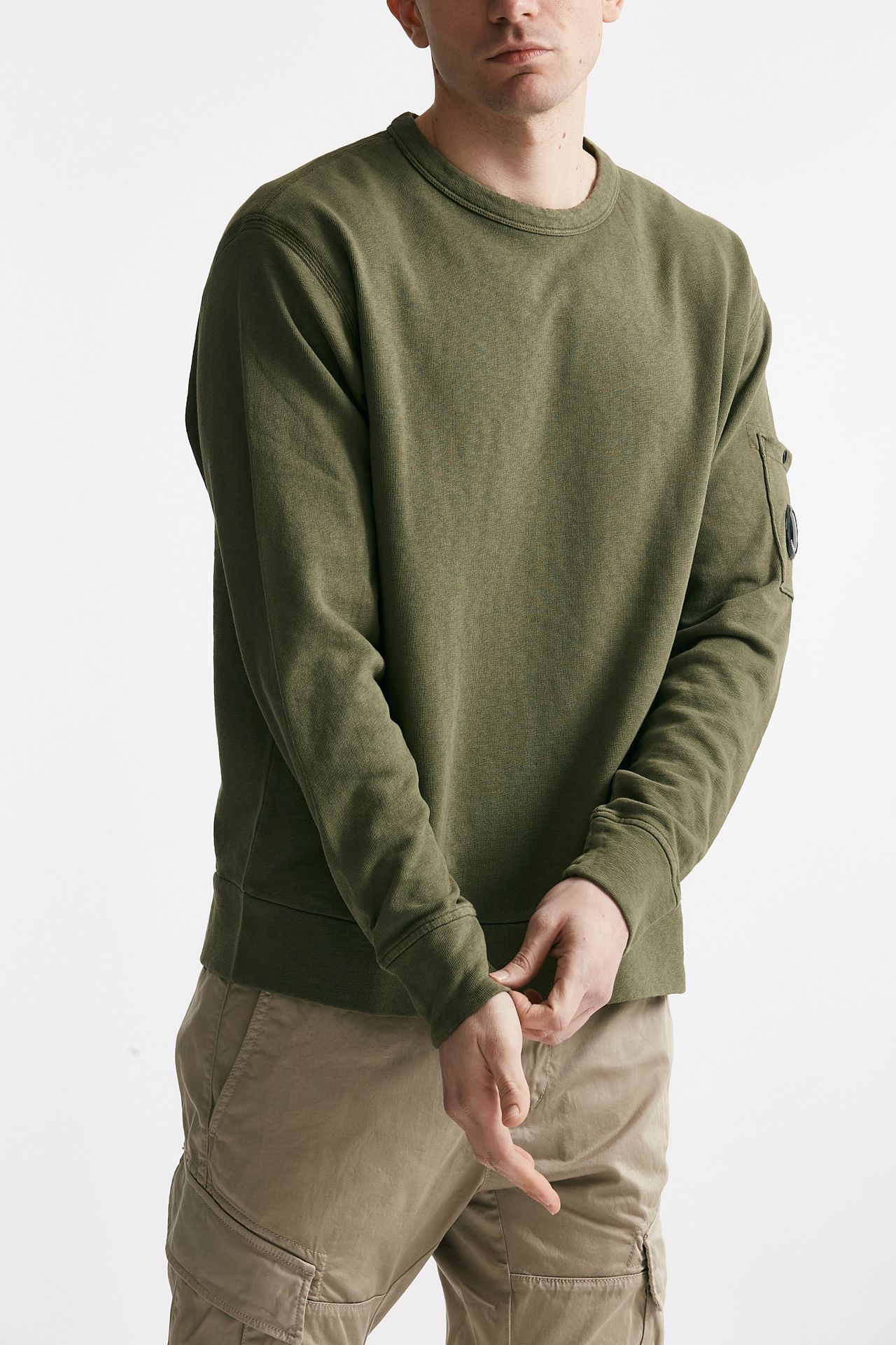 felpa malfilè fleece crewneck sweatshirt verde men C.p. company - 4