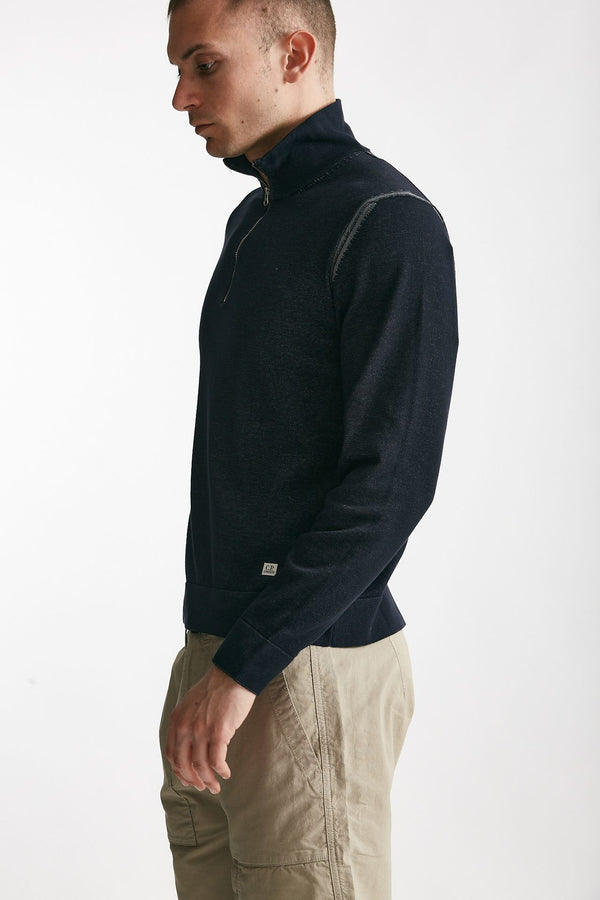 maglia in cotone e poliammide blu melange men C.p. company