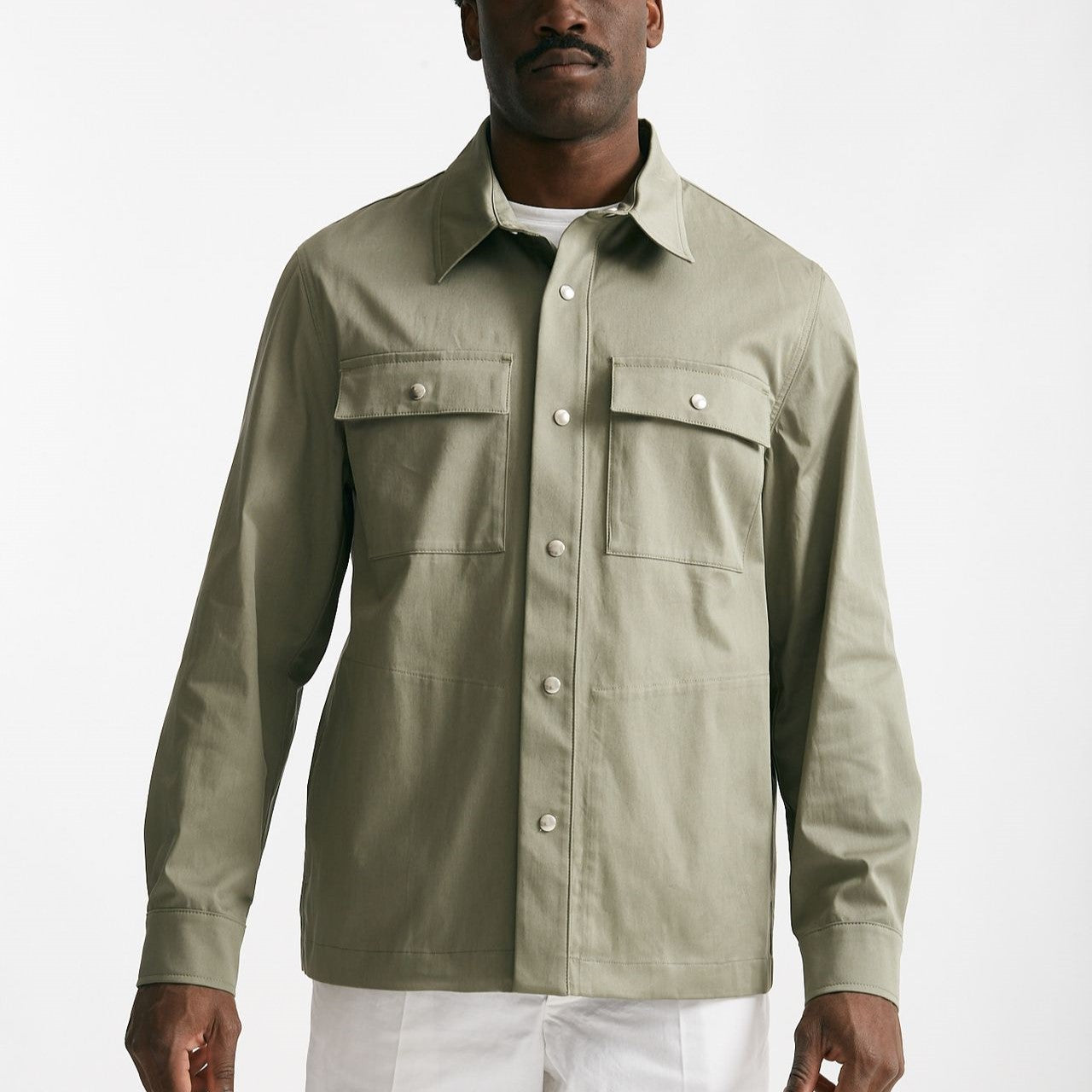 overshirt in cotone stretch verde men Department five - 8