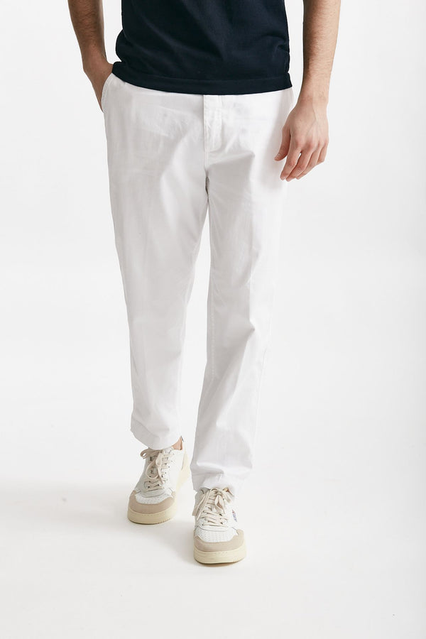 pantalone in cotone stretch zyan bianco men Dondup