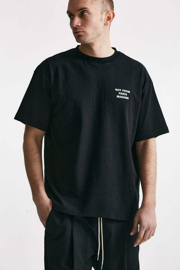 t-shirt slogan in cotone nero men Drôle de monsieur