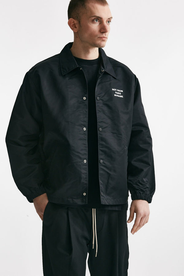 giubbino slogan in nylon nero men Drôle de monsieur