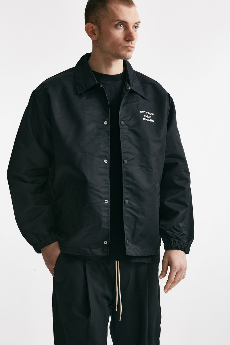 giubbino slogan in nylon nero men Drôle de monsieur - 1