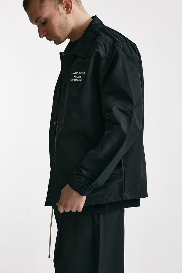 giubbino slogan in nylon nero men Drôle de monsieur