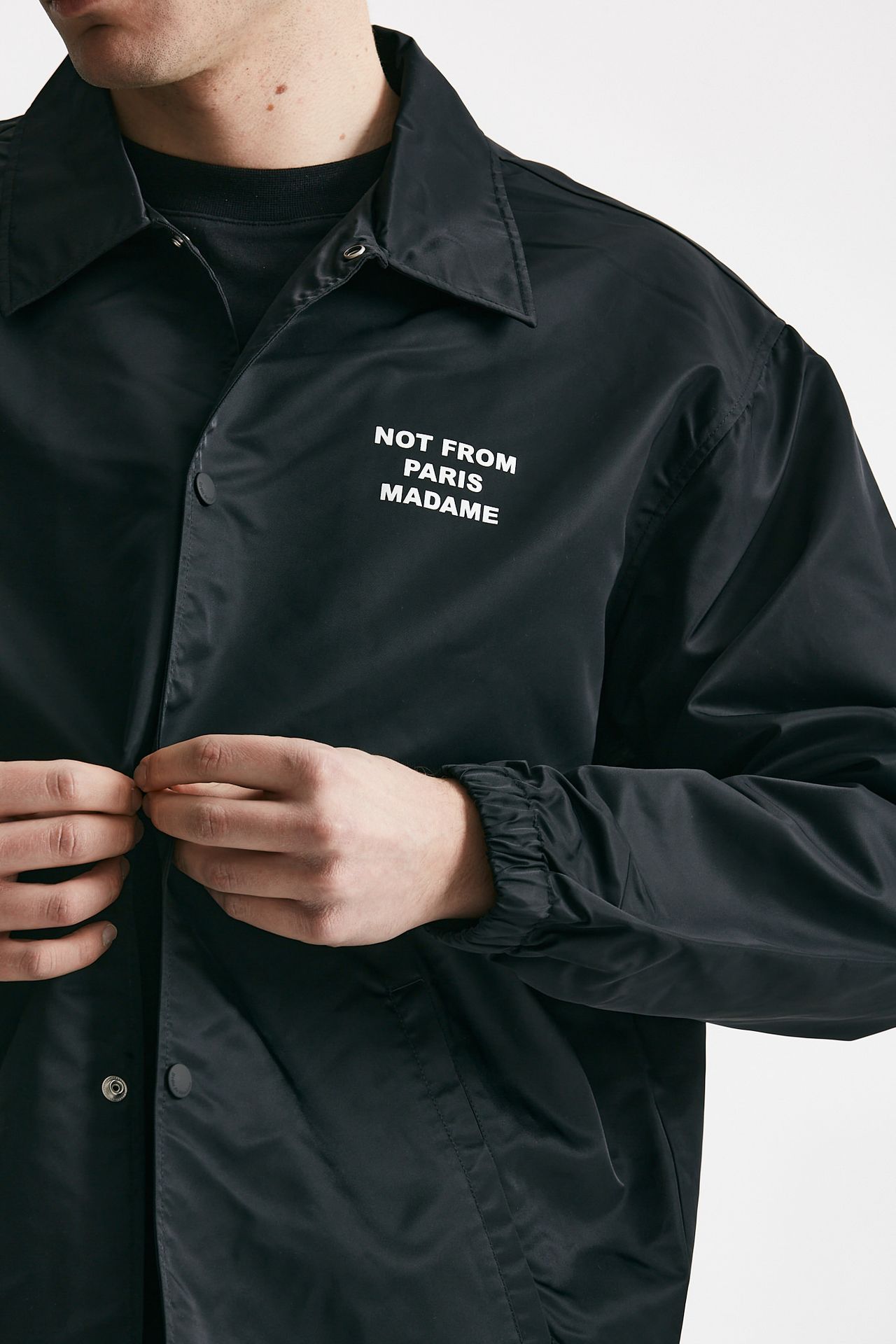 giubbino slogan in nylon nero men Drôle de monsieur - 5