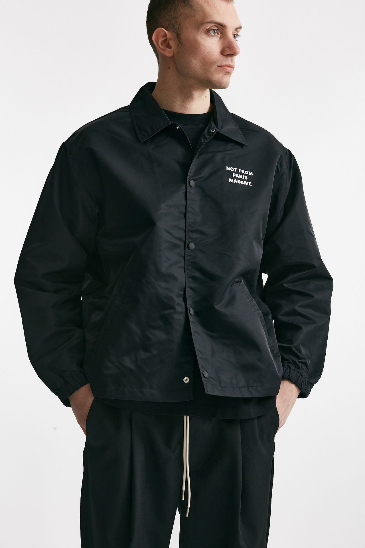 giubbino slogan in nylon nero men Drôle de monsieur - 6