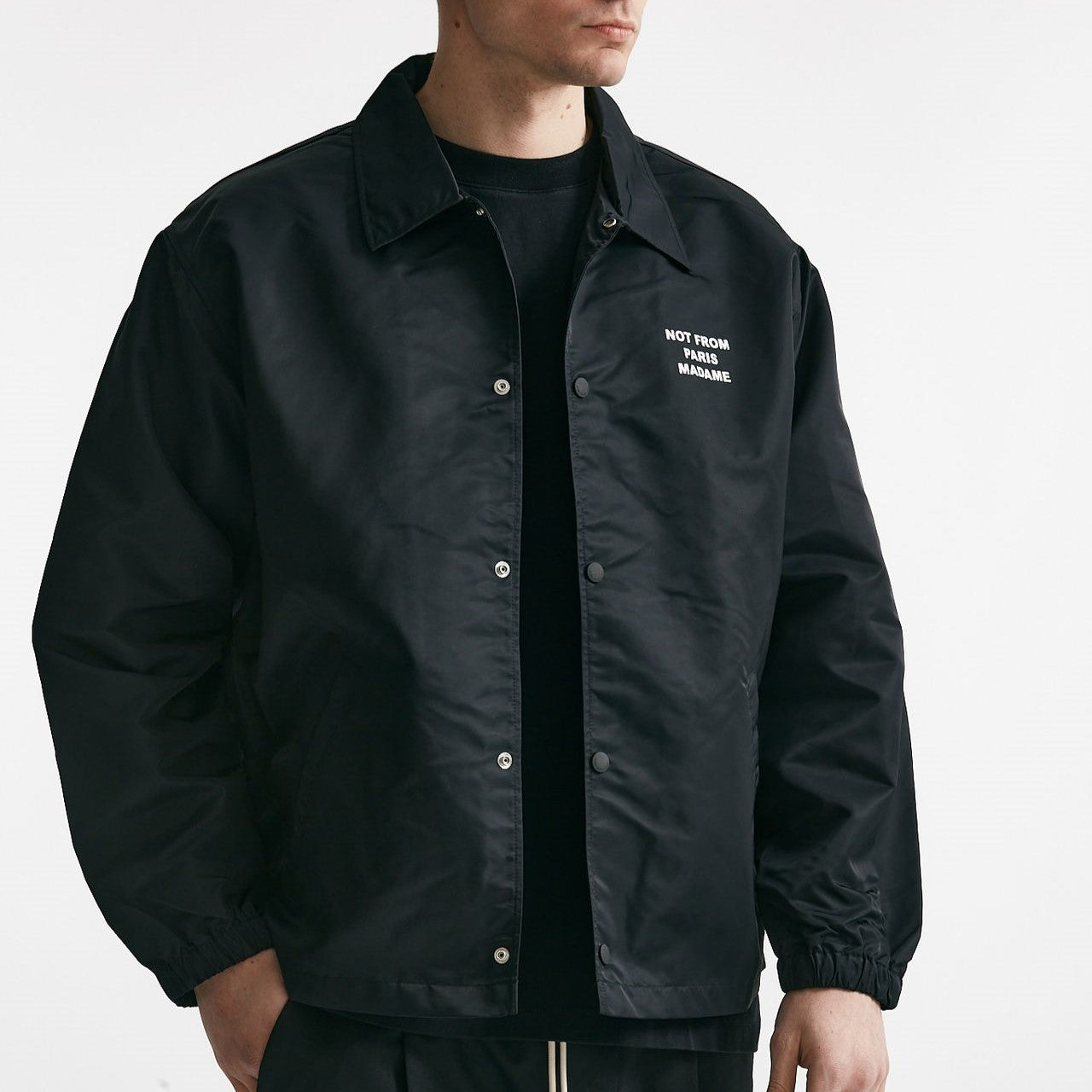 giubbino slogan in nylon nero men Drôle de monsieur - 8