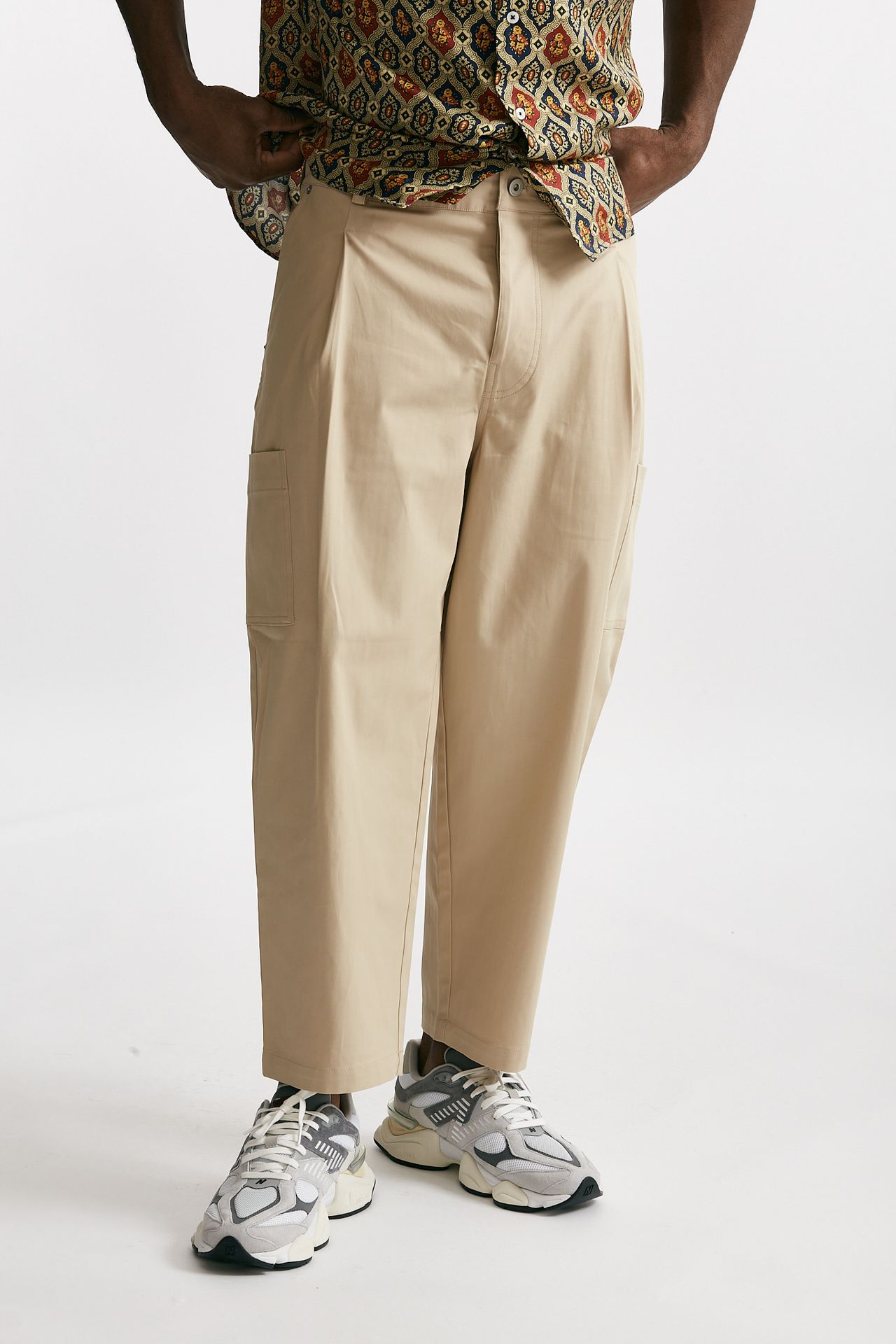 pantalone cargo in cotone stretch beige men Drôle de monsieur - 1