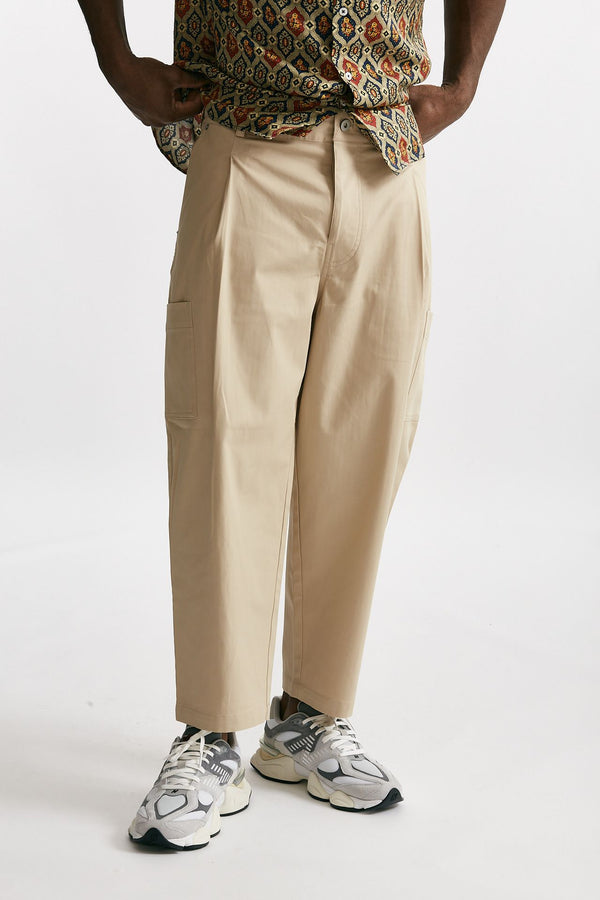 pantalone cargo in cotone stretch beige men Drôle de monsieur