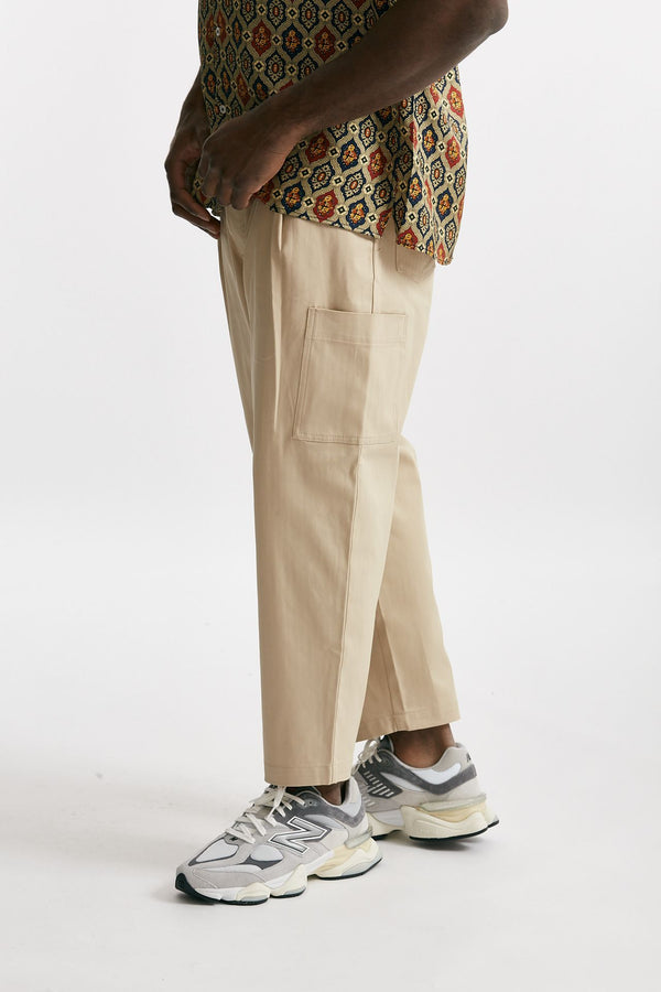 pantalone cargo in cotone stretch beige men Drôle de monsieur