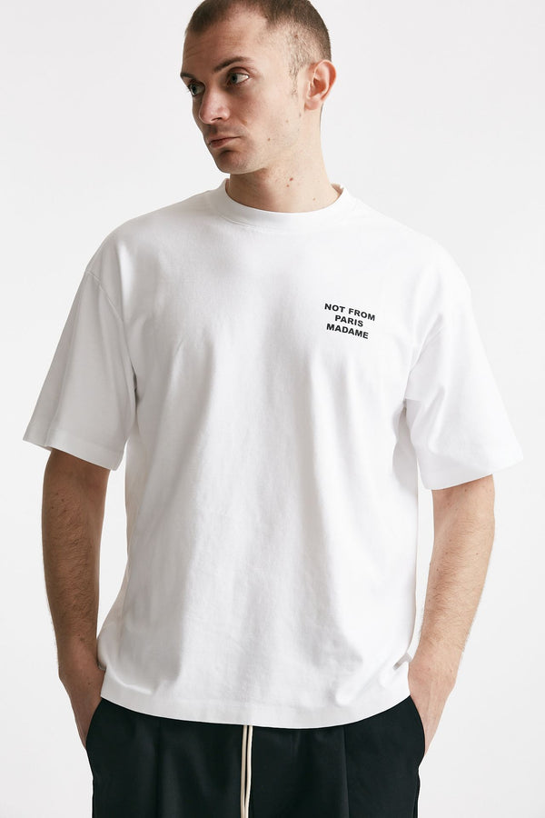 t-shirt slogan in cotone bianco men Drôle de monsieur