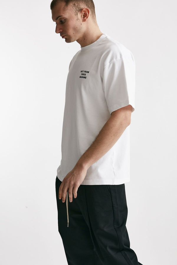 t-shirt slogan in cotone bianco men Drôle de monsieur