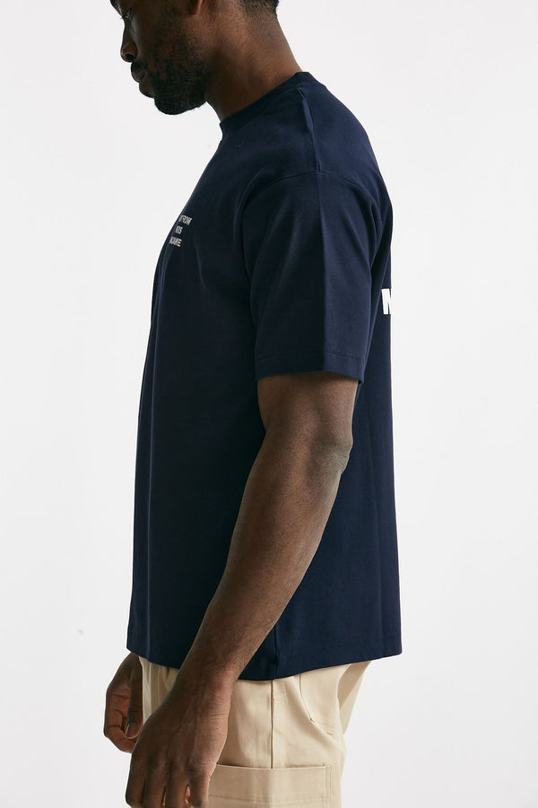 t-shirt slogan in cotone blu men Drôle de monsieur